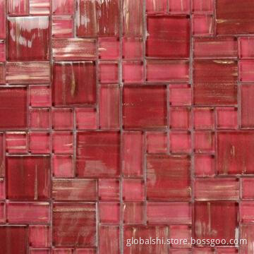Red Crystal Glass Mosaic Tile, Red Mix Color, 300 x 300mm, Unite Size of 23 x 23mm